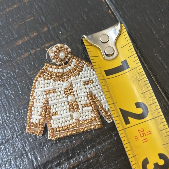 Winter Pullover Sweater Earrings |  Small Seed Beaded Earrings | preppy - Picture 4 of 5